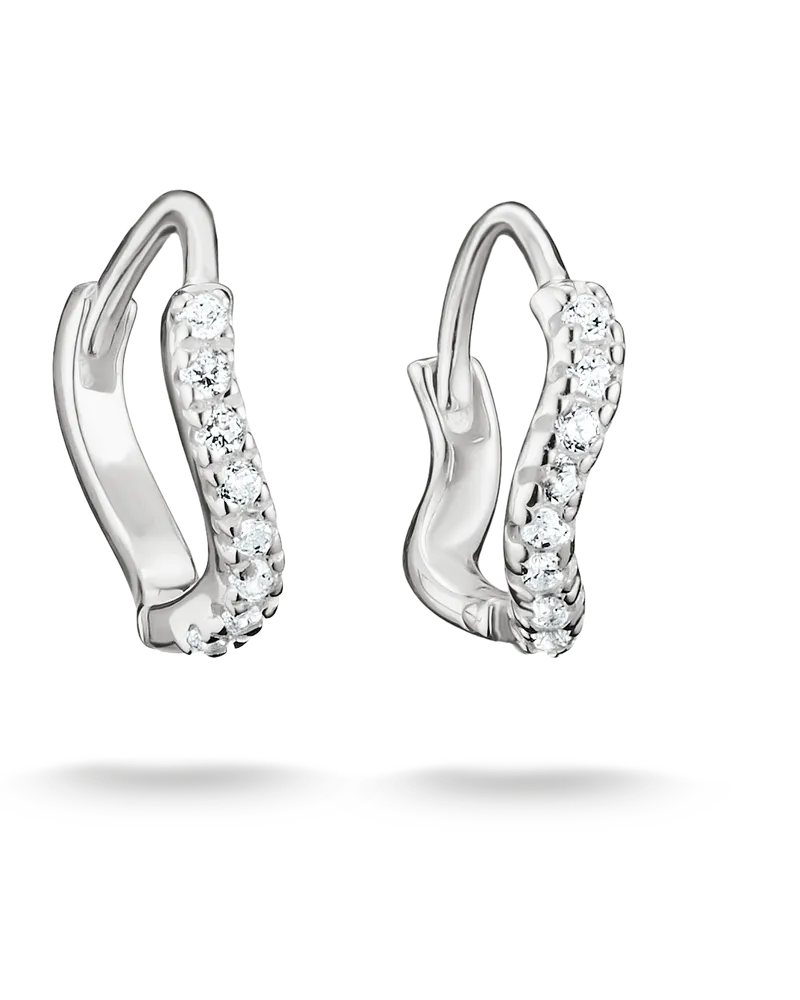 Thomas Sabo Creolen geschwungen mit weißem Zirkonia weiß CR775-051-14 Silberfarben