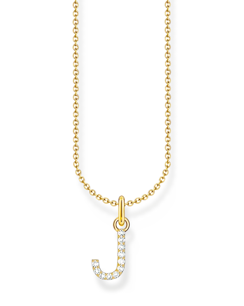 Thomas Sabo Damen Kette mit Buchstaben-Anhänger J vergoldet, Sterlingsilber Gelbgold vergoldet, Charming Collection Gelbgoldfarben