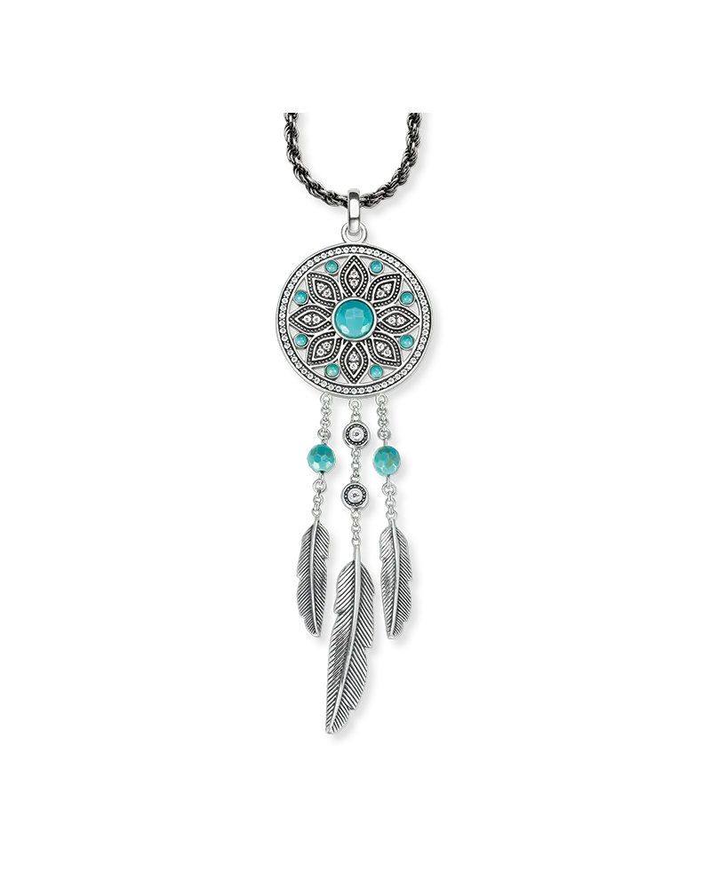 Thomas Sabo Damen Kette Ethno Traumfänger, Sterlingsilber Silberfarben