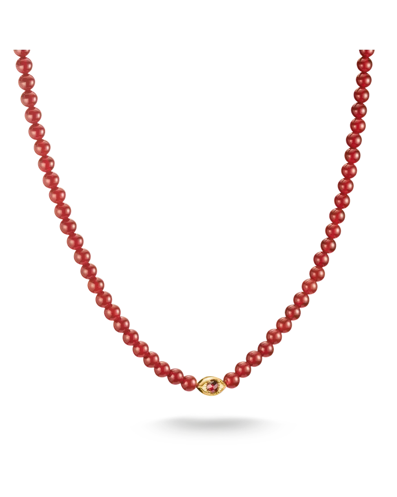 Thomas Sabo Damen Kette Roter Achat Beads Elyndra 18k Vergoldung, Sterlingsilber Gelbgold vergoldet Gelbgoldfarben