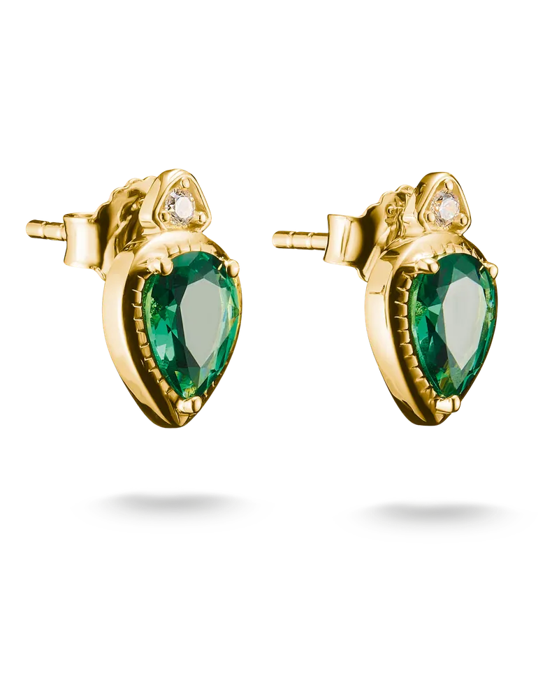 Thomas Sabo Damen Ohrstecker Grüne Steine Elyndra 18k Vergoldung, Sterlingsilber Gelbgold vergoldet Gelbgoldfarben