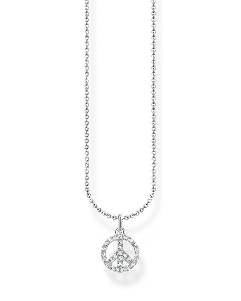 Thomas Sabo Damen Kette Peace mit weißen Steinen silber, Sterlingsilber, Charming Collection Silberfarben
