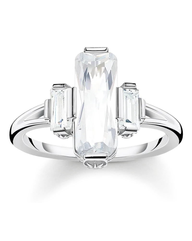 Thomas Sabo Damen Ring mit weißen Steinen Silber, Sterlingsilber Silberfarben