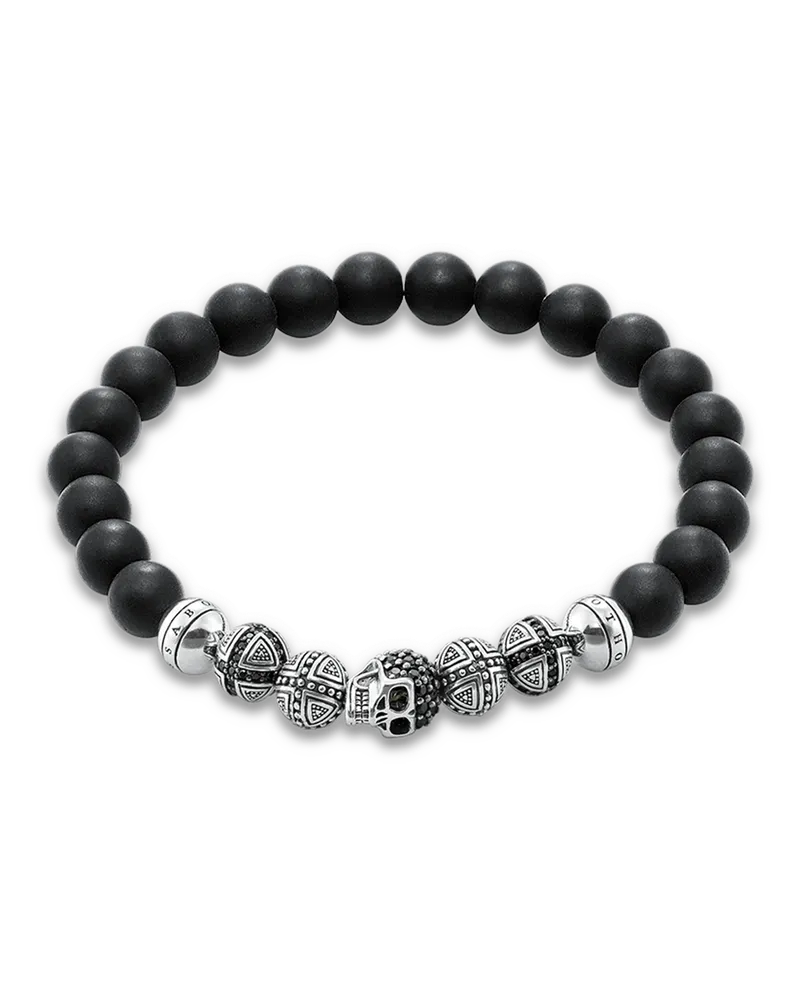 Thomas Sabo Herren Armband Totenkopf, Sterlingsilber Schwarz