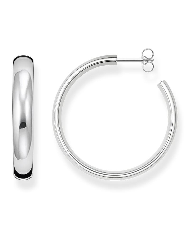 Thomas Sabo Damen Creolen Chunky mittelgroß Silber, Sterlingsilber Silberfarben