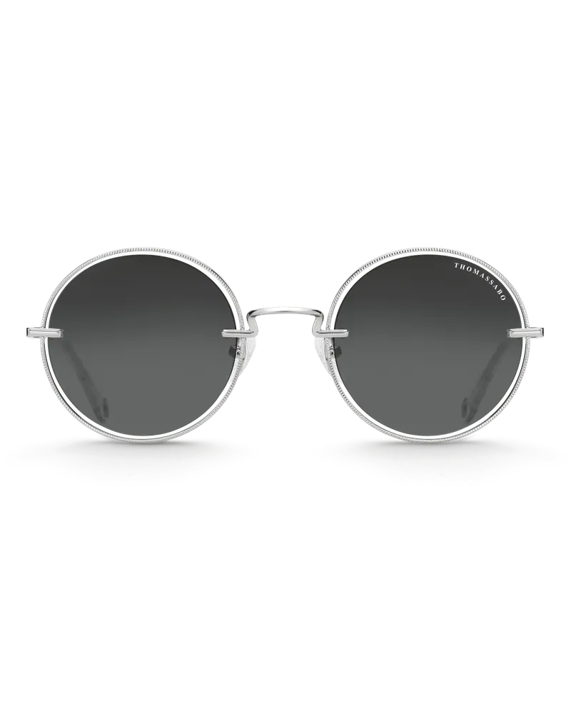 Thomas Sabo Damen Sonnenbrille Romy Rund, Sterlingsilber geschwärzt Grau