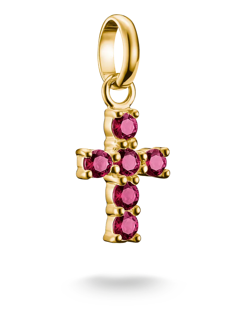 Thomas Sabo Charm Kreuz mit Lab Grown Rubin – Connect grün-grau-glänzend CC1206-M01-50 Gelbgoldfarben