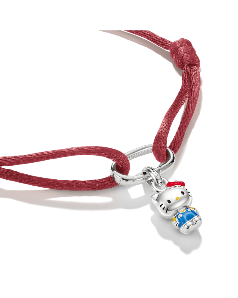 Thomas Sabo Damen Hello Kitty Textilarmband rot mit Charm – Connect, M07, Charm Club Collection Blau