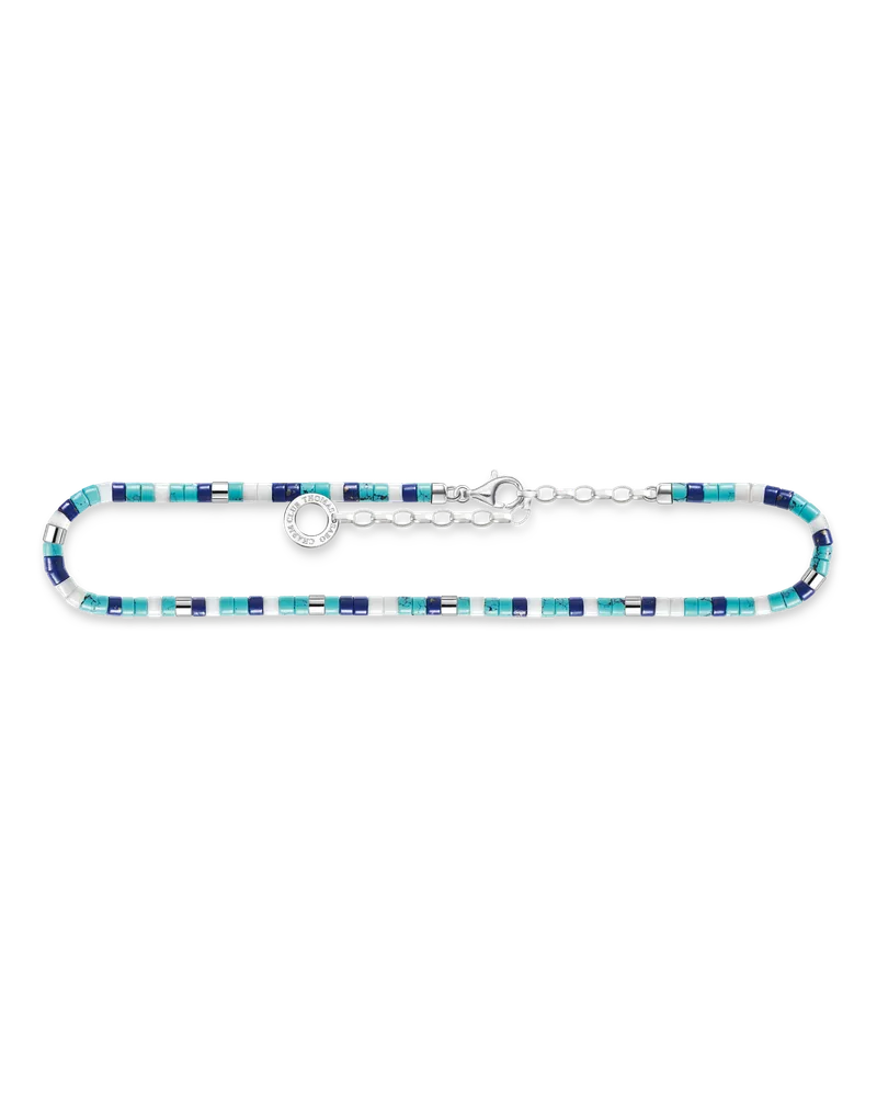 Thomas Sabo Damen Fußkette mit blauen Steinen, Sterlingsilber, Charming Collection Dunkelblau