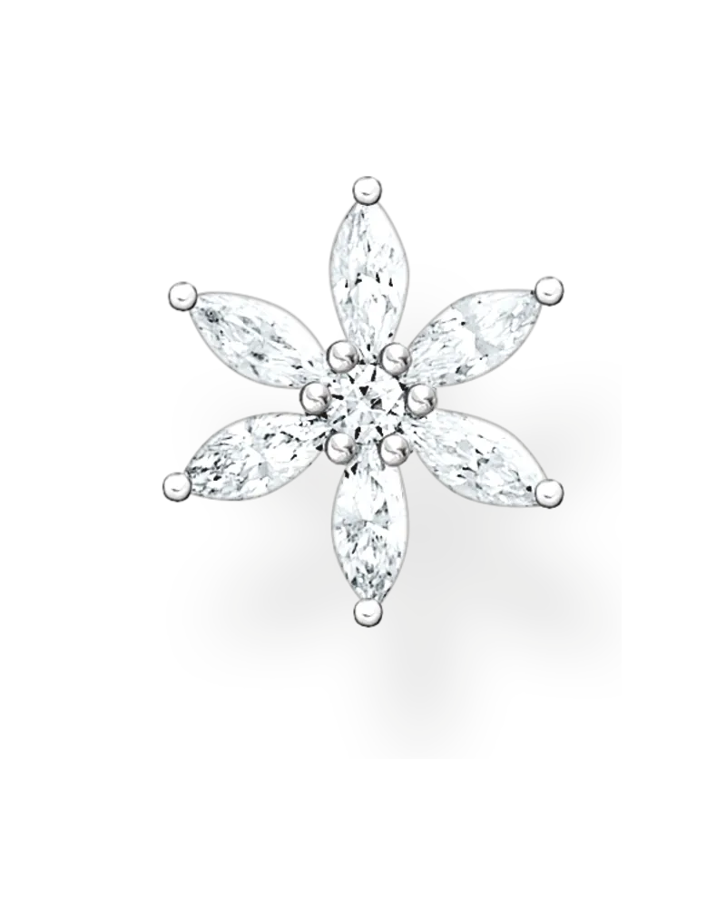 Thomas Sabo Damen Einzel Ohrstecker Blume weiße Steine, Sterlingsilber, Charming Collection Silberfarben