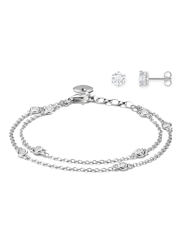 Thomas Sabo Herren Schmuck-Set Ohrringe & Armband mit Zirkonia Silber 