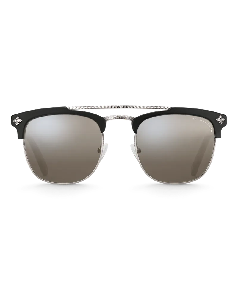 Thomas Sabo Herren Sonnenbrille James Trapez Kreuz Verspiegelt, 127 Anthrazit