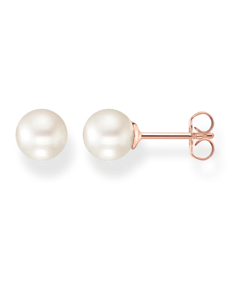 Thomas Sabo Damen Ohrstecker Perle roségold, Sterlingsilber Roségold vergoldet Roségoldfarben