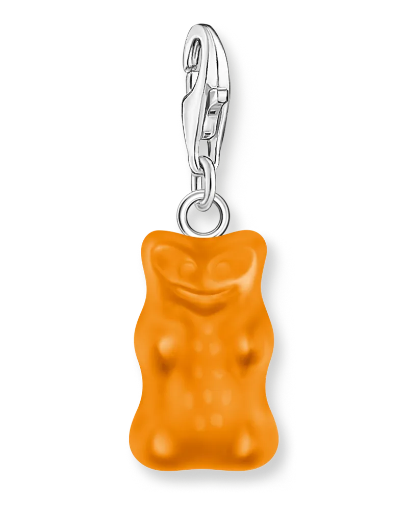 Thomas Sabo Damen Charm-Goldbären-Anhänger in Orange Silber, Sterlingsilber / Glas, Charm Club Collection Orange