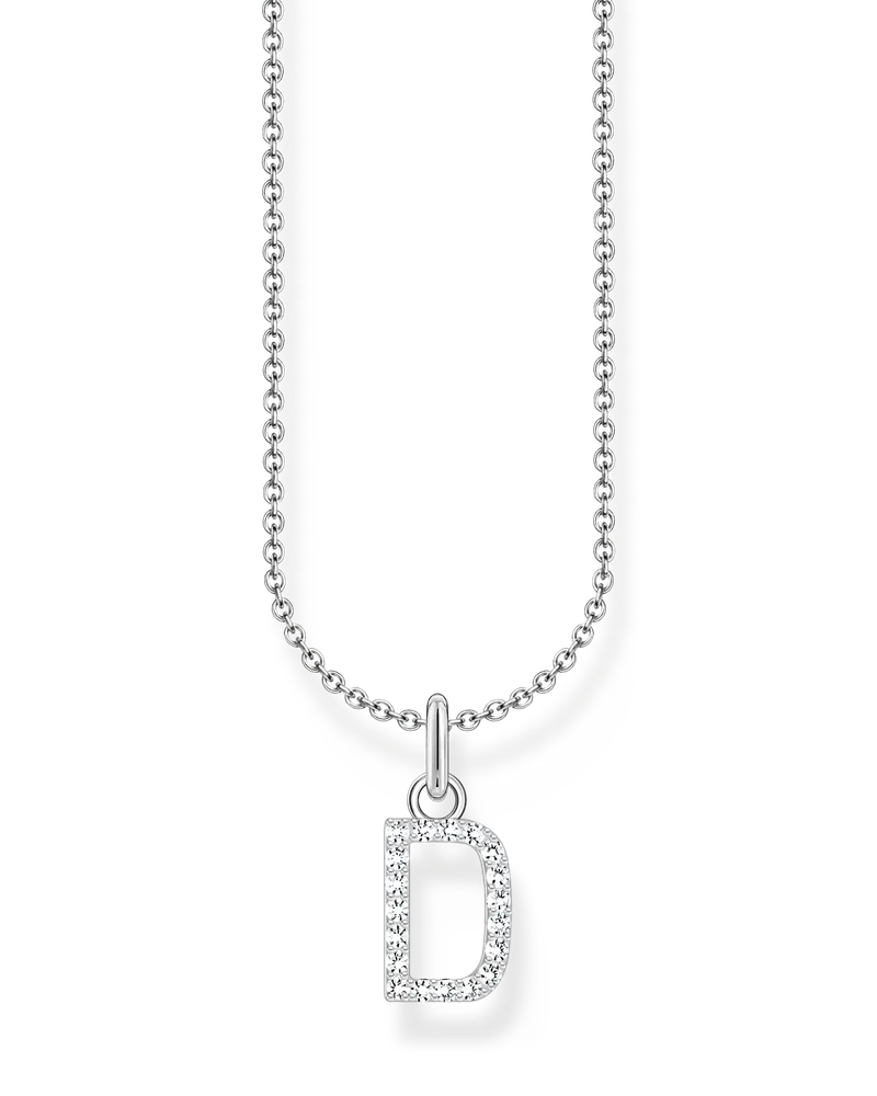 Thomas Sabo Damen Kette mit Buchstaben-Anhänger D Silber, Sterlingsilber, Charming Collection Silberfarben