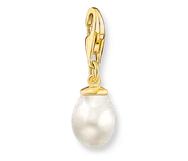 Charm-Anhänger weiße Perle vergoldet