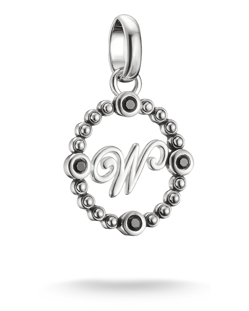 Thomas Sabo Herren Charm-Anhänger Wednesday W Zirkonia Connect Silber, Sterlingsilber, Charm Club Collection Schwarz
