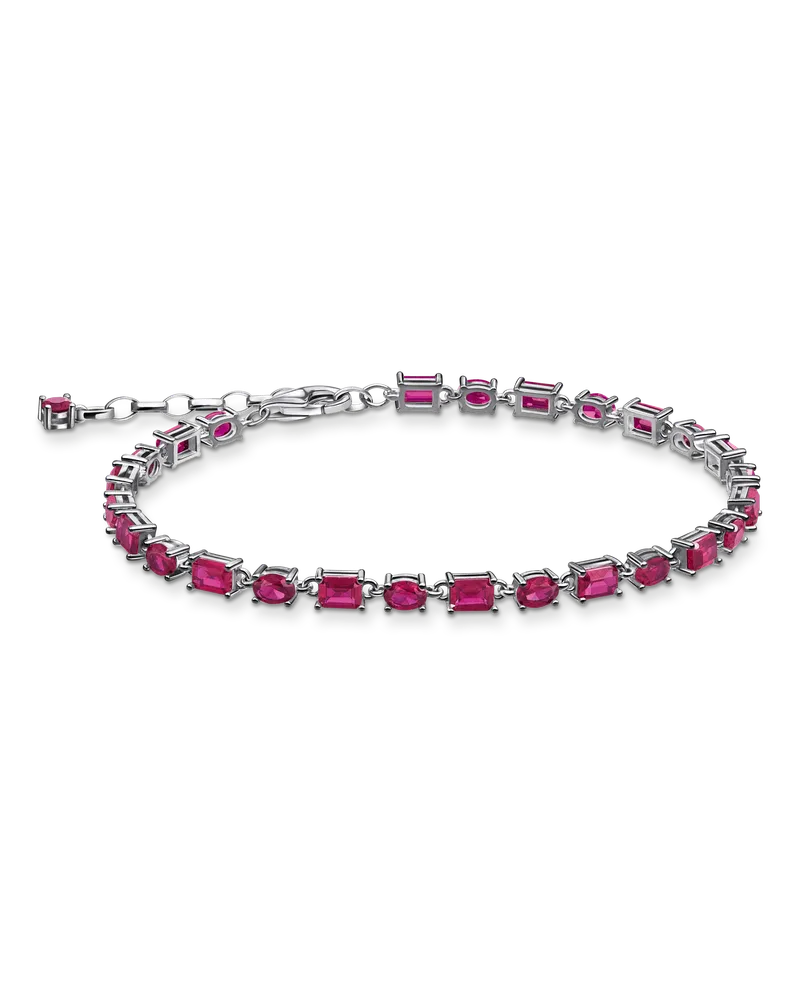 Thomas Sabo Damen Armband mit rubinroten Steinen Silber geschwärzt, Sterlingsilber Silberfarben
