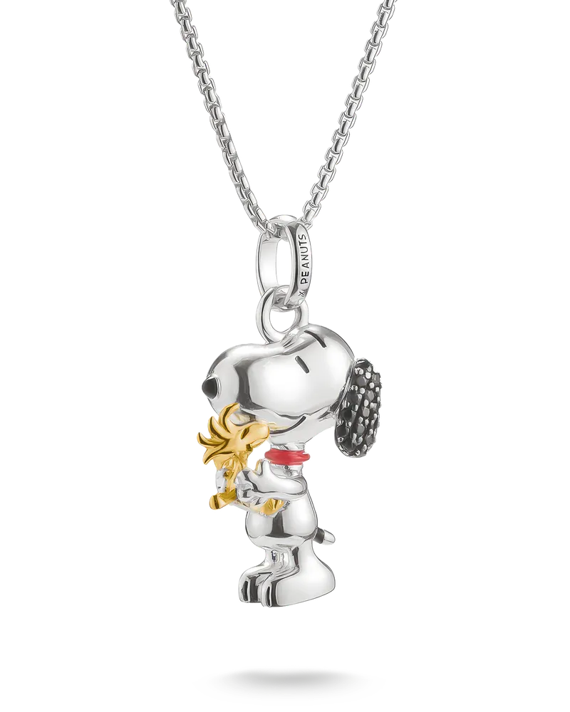 Thomas Sabo Herren Kette Snoopy & Woodstock Pavé Anhänger PEANUTS 18k Vergoldung, Sterlingsilber Gelbgold vergoldet Gelbgoldfarben