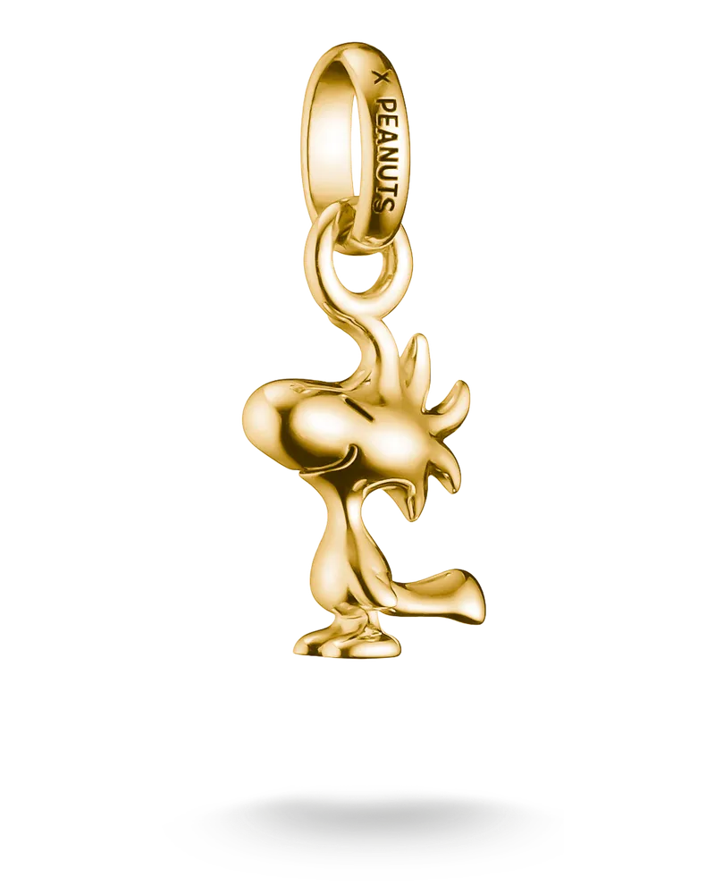 Thomas Sabo Herren Charm-Anhänger Woodstock Connect PEANUTS 18k Vergoldung, Sterlingsilber Gelbgold vergoldet, Charm Club Collection Gelbgoldfarben