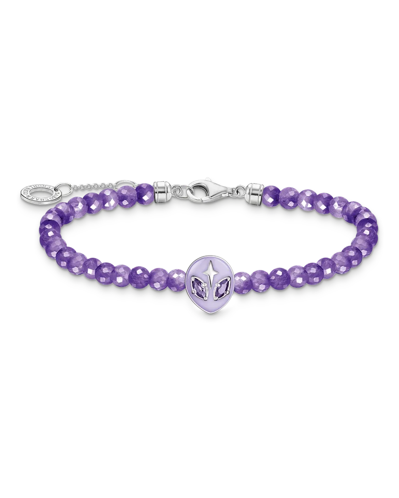 Thomas Sabo Armband Beads mit Alienkopf und violetter Kaltemaille Silber Silberfarben