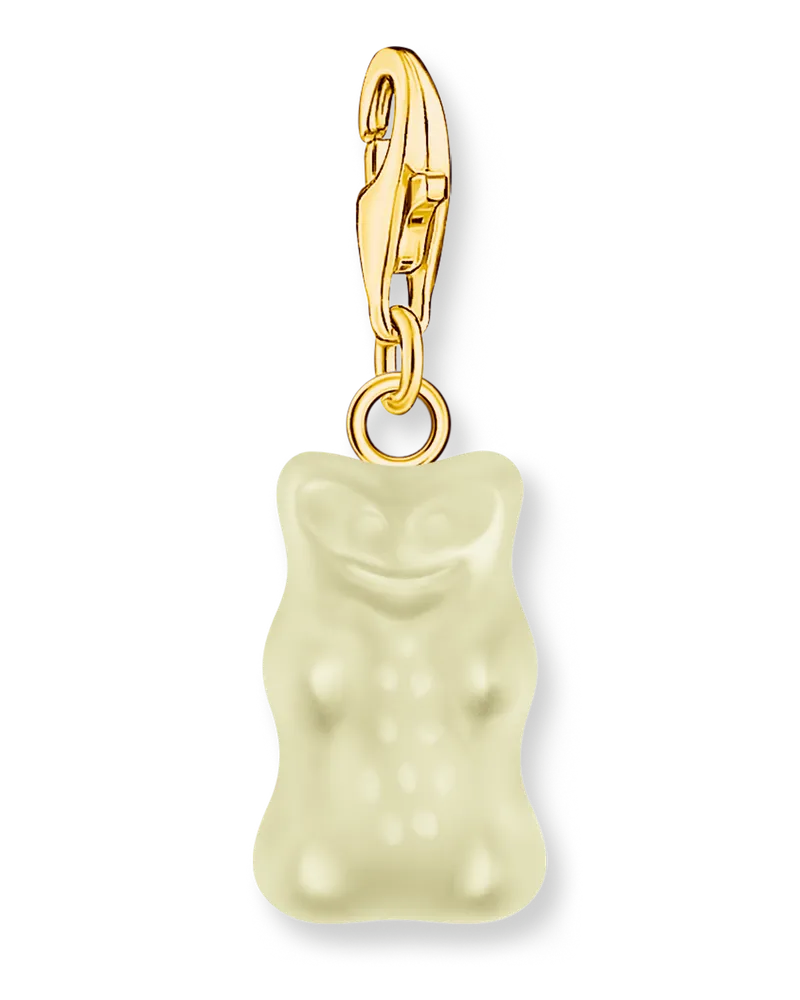 Thomas Sabo Damen Charm-Goldbären-Anhänger in Weiß vergoldet, Sterlingsilber Gelbgold vergoldet, Charm Club Collection Gelbgoldfarben