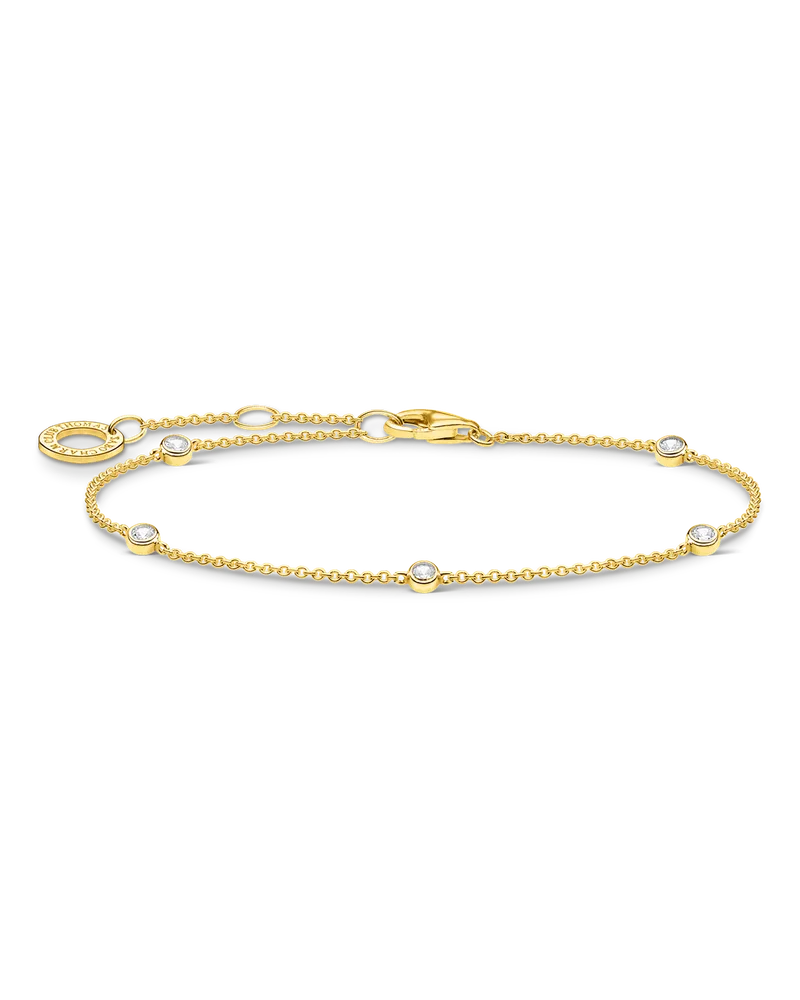 Thomas Sabo Damen Armband weiße Steine gold, Sterlingsilber Gelbgold vergoldet, Charming Collection Gelbgoldfarben