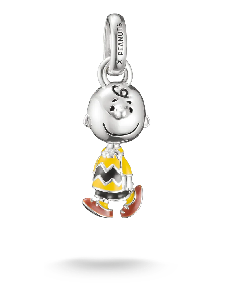Thomas Sabo Herren Charm-Anhänger Charlie Brown PEANUTS Connect Silber, Sterlingsilber, Charm Club Collection Braun