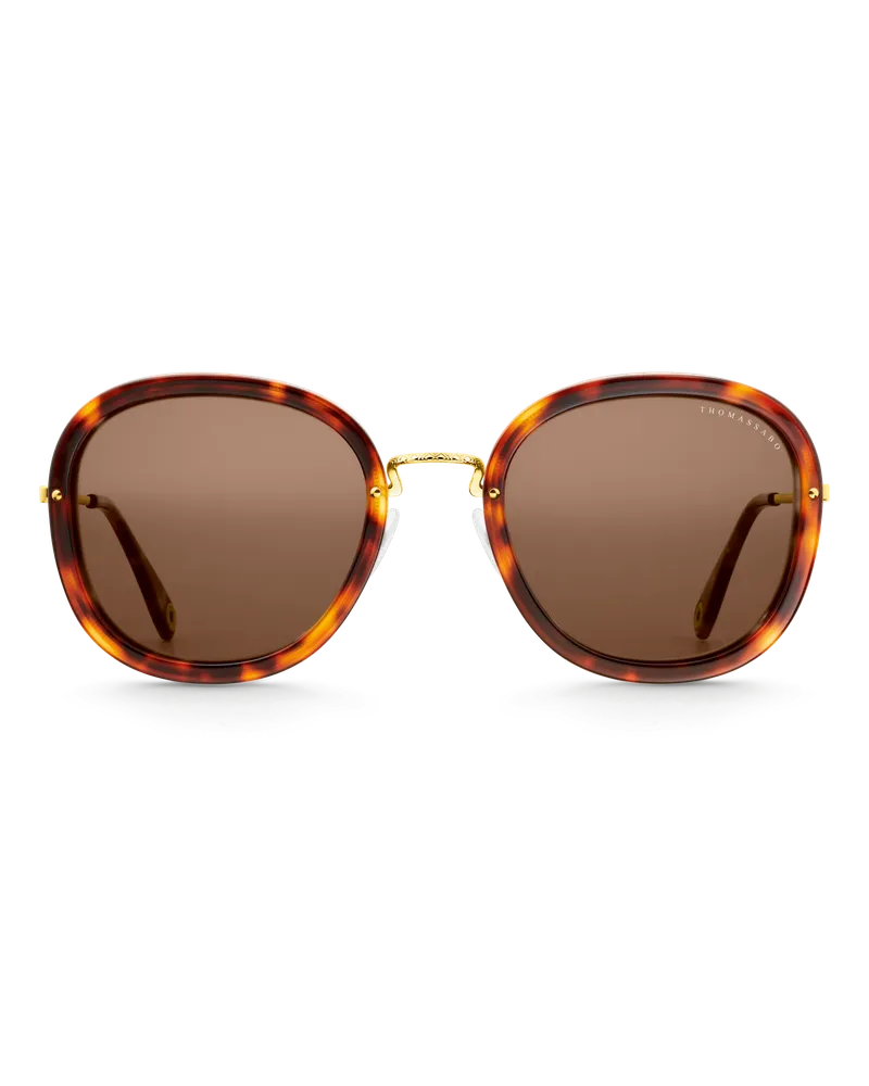 Thomas Sabo Damen Sonnenbrille Mia Quadratisch Havanna, Sterlingsilber Braun