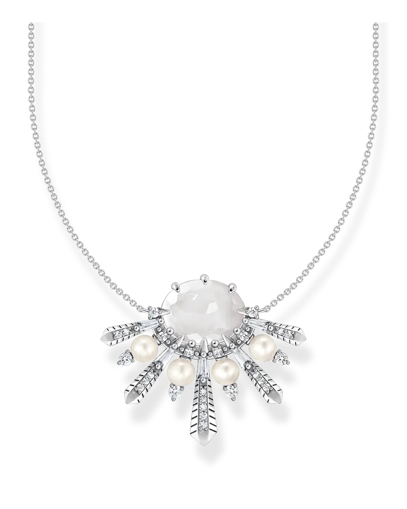 Thomas Sabo Damen Kette Milky-Quarz mit Wintersonnenstrahlen silber, Sterlingsilber Silberfarben