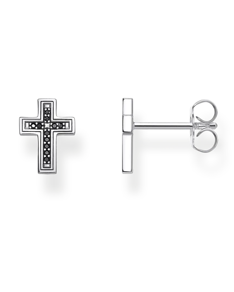 Thomas Sabo Ohrstecker Kreuz schwarz Schwarz