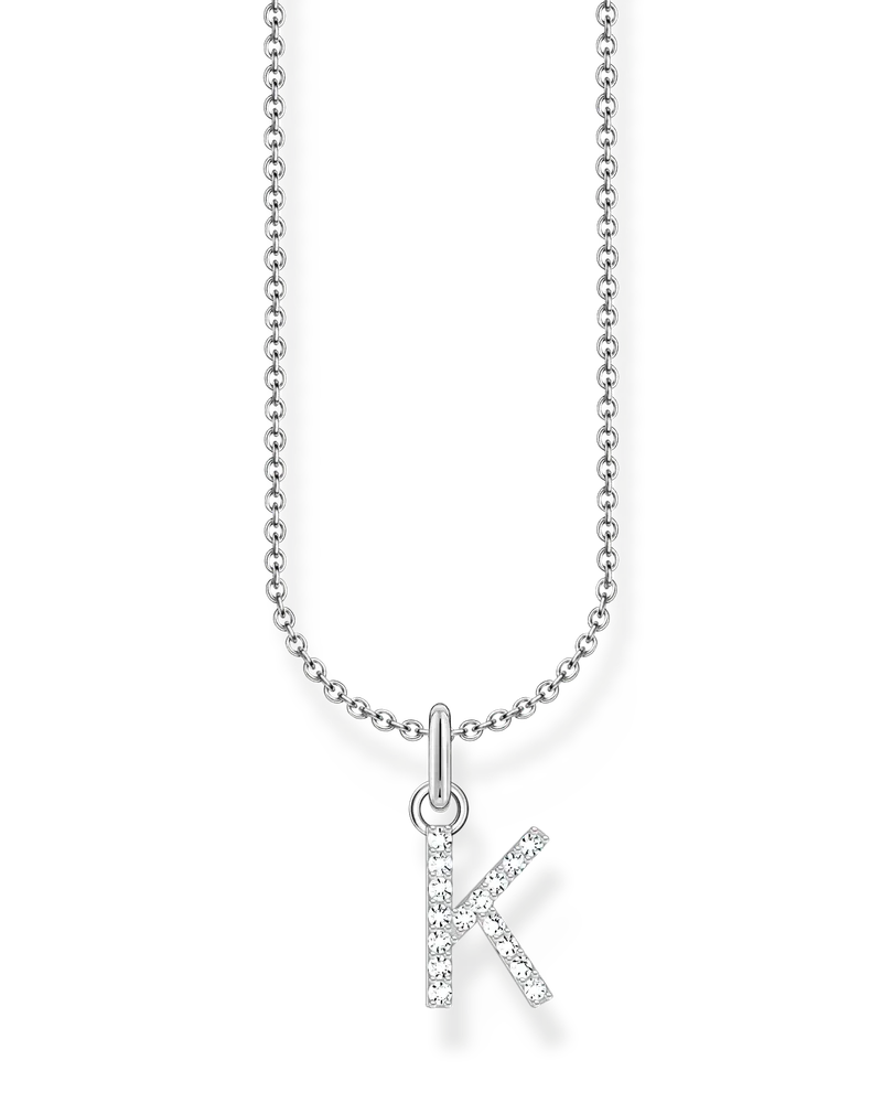 Thomas Sabo Damen Kette mit Buchstaben-Anhänger K Silber, Sterlingsilber, Charming Collection Silberfarben