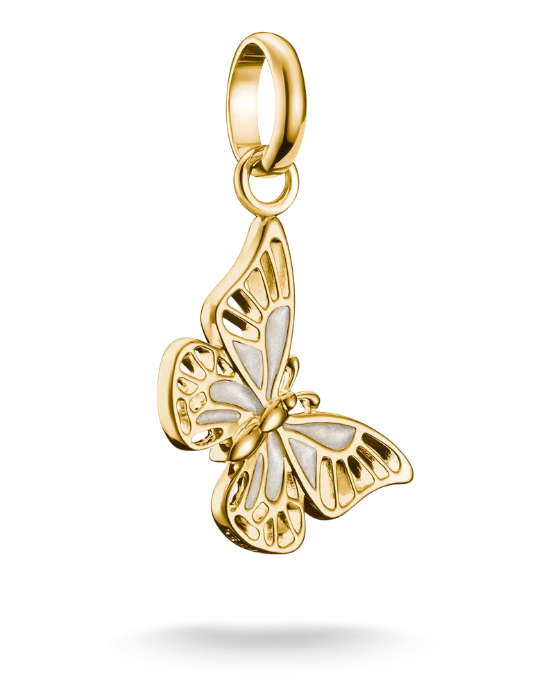 Thomas Sabo Damen Charm-Anhänger Schmetterling Connect vergoldet, Sterlingsilber Gelbgold vergoldet Gelbgoldfarben