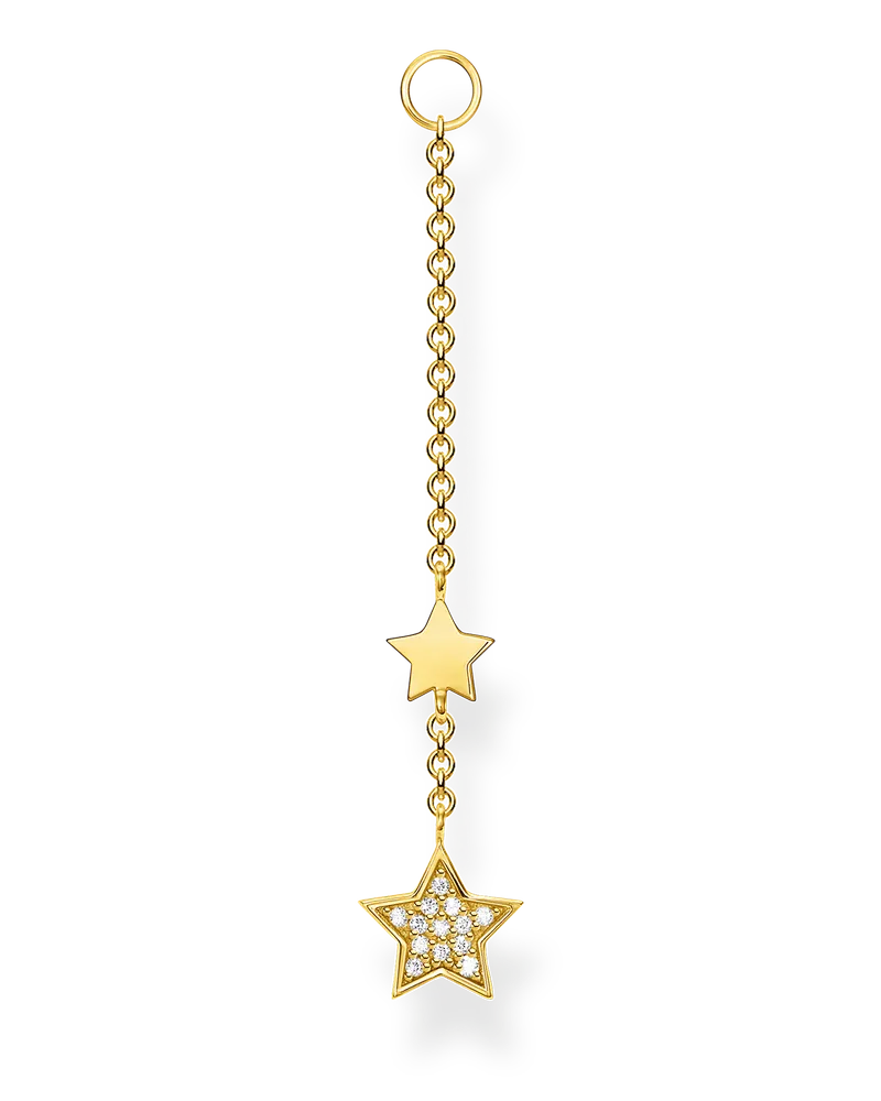 Thomas Sabo Damen Einzel Ohrring Anhänger Sterne gold, Sterlingsilber Gelbgold vergoldet, Charming Collection Gelbgoldfarben