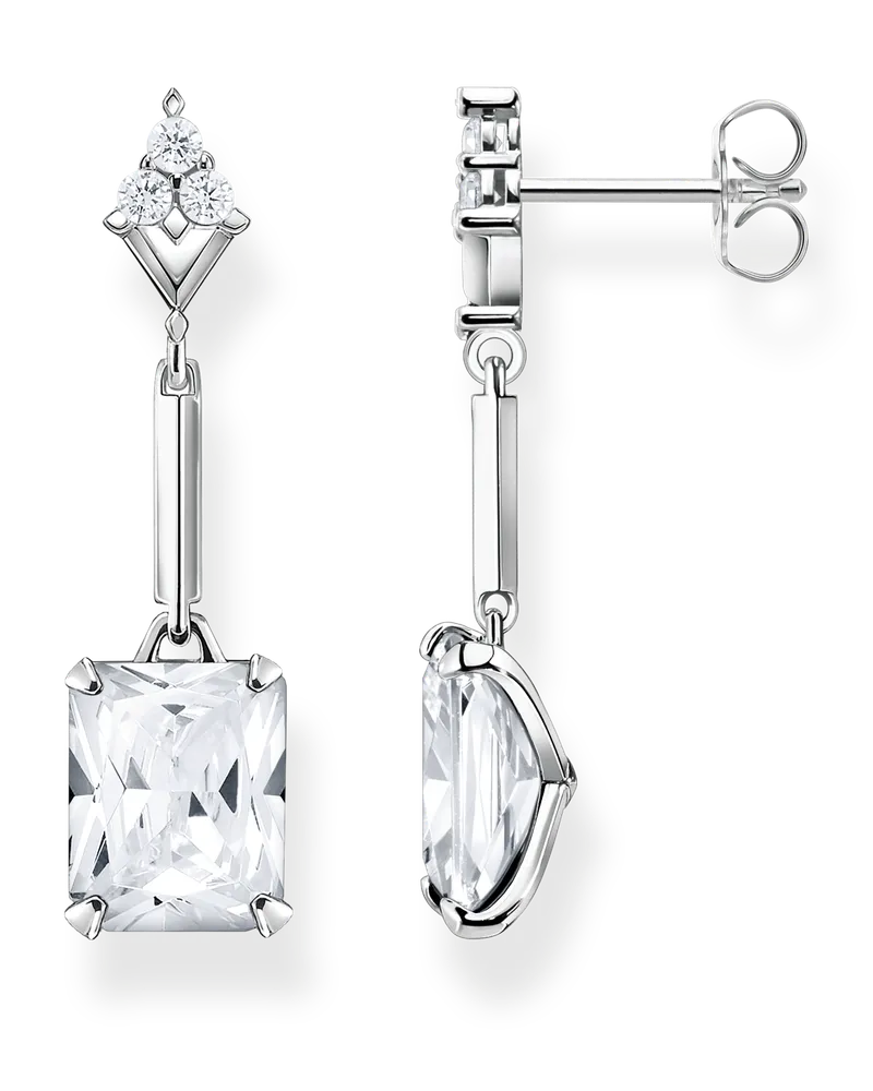 Thomas Sabo Damen Ohrringe mit weißen Steinen Silber, Sterlingsilber Silberfarben