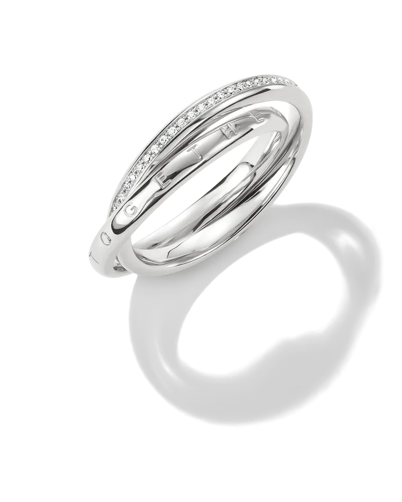 Thomas Sabo Damen Doppelring mit weißem Zirkonia, Sterlingsilber Silberfarben