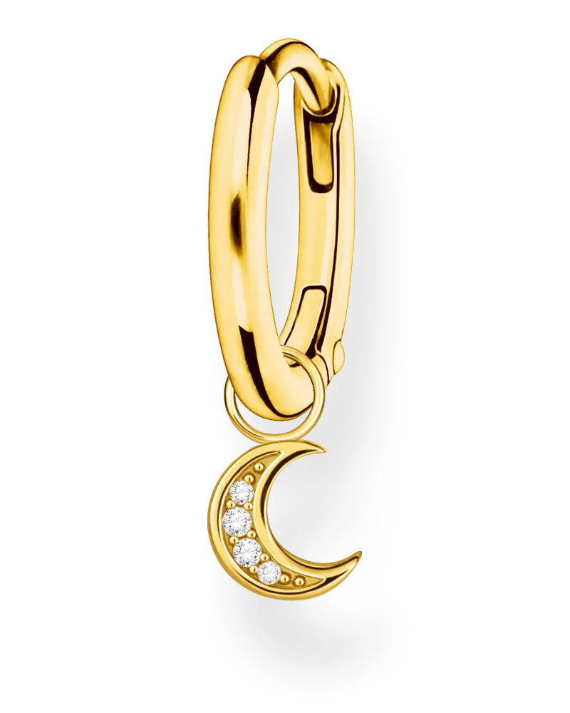 Thomas Sabo Damen Einzel Creole mit Mond Anhänger gold, Sterlingsilber Gelbgold vergoldet, Charming Collection Gelbgoldfarben