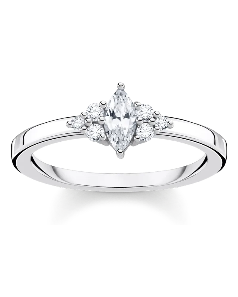 Thomas Sabo Damen Ring Vintage weiße Steine silber, Sterlingsilber, Charming Collection Silberfarben