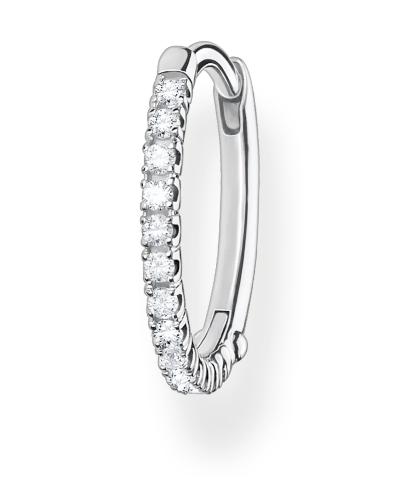 Thomas Sabo Damen Einzel Creole weiße Steine silber, Sterlingsilber, Charming Collection Silberfarben