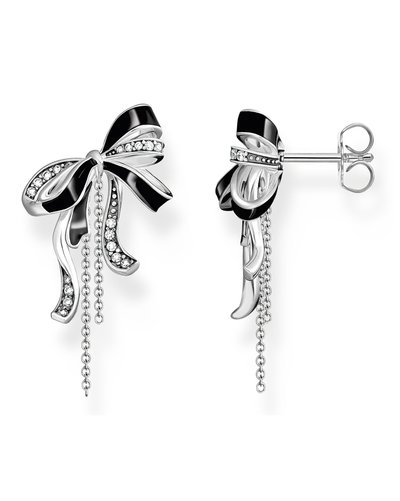 Thomas Sabo Damen Schleifen-Ohrringe Lovely Romance Silber, Sterlingsilber Schwarz