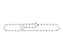 Damen Charm-Fußkette mit weißem Coin Silber, Sterlingsilber, Charm Club Collection