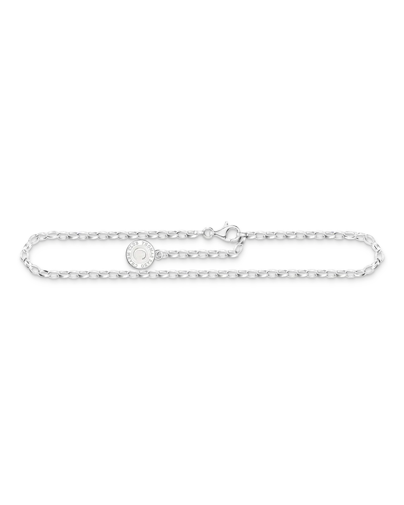 Thomas Sabo Damen Charm-Fußkette mit weißem Coin Silber, Sterlingsilber, Charm Club Collection Silberfarben