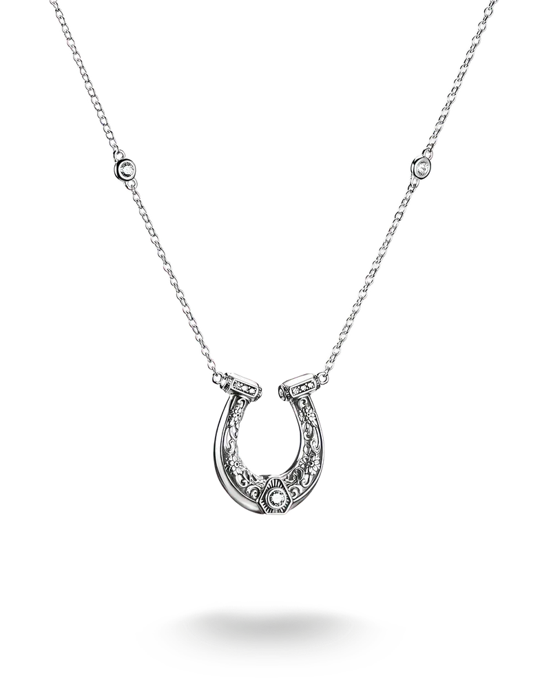 Thomas Sabo Damen Kette Hufeisen Zirkonia Elyndra geschwärzt Silber, Sterlingsilber Silberfarben