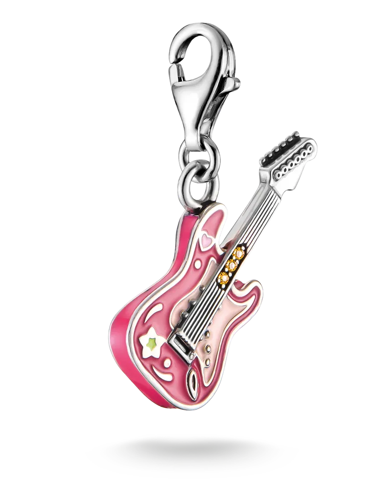 Thomas Sabo Damen Charm-Anhänger E-Gitarre Silber, Sterlingsilber, Charm Club Collection Beige