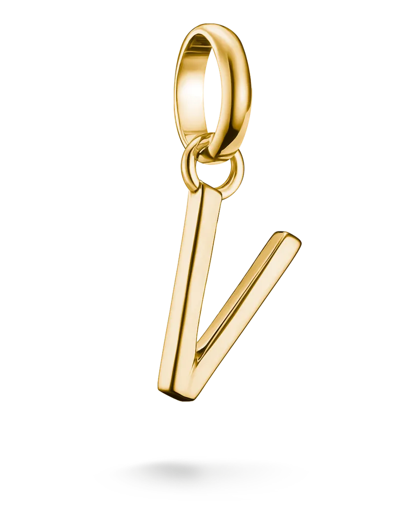 Thomas Sabo Damen Charm-Anhänger Buchstabe V Connect vergoldet, Sterlingsilber Gelbgold vergoldet Gelbgoldfarben