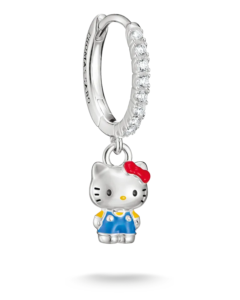 Thomas Sabo Damen Hello Kitty Single-Creole mit weißem Zirkonia, M06 Blau