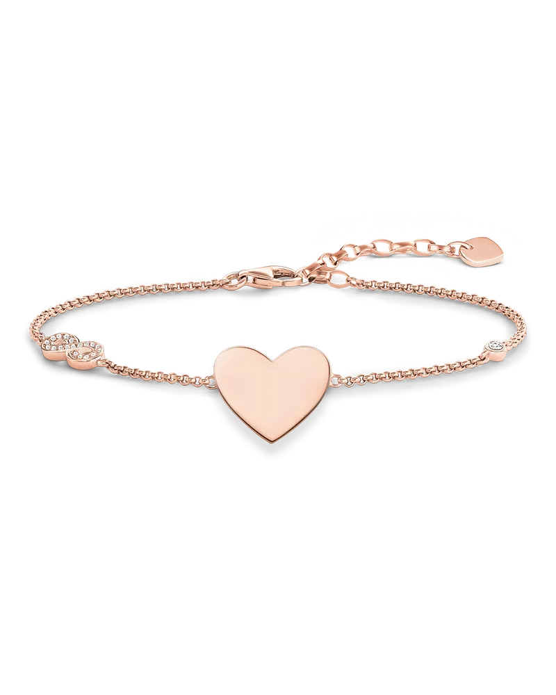 Thomas Sabo Damen Armband Herz mit Infinity mit Gravur, Sterlingsilber Roségold vergoldet, Glam & Soul Roségoldfarben
