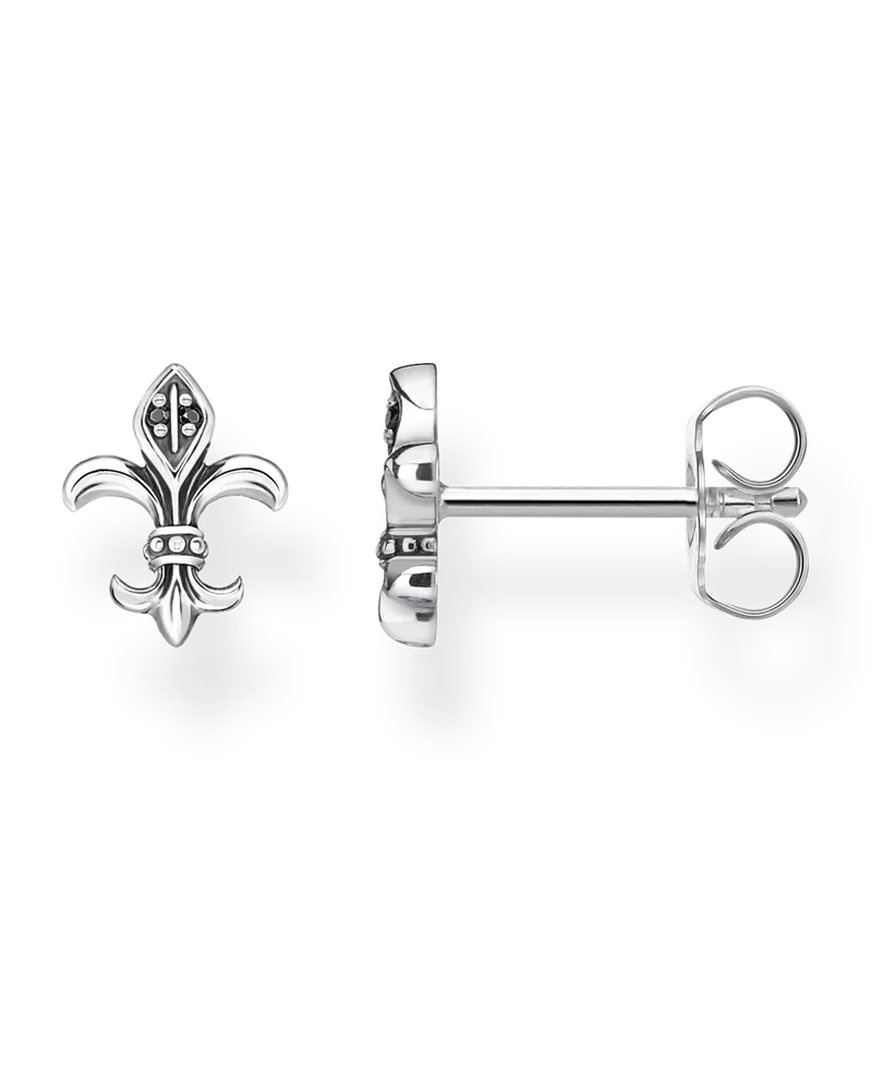 Thomas Sabo Herren Ohrstecker Bourbonische Lilie, Sterlingsilber Schwarz