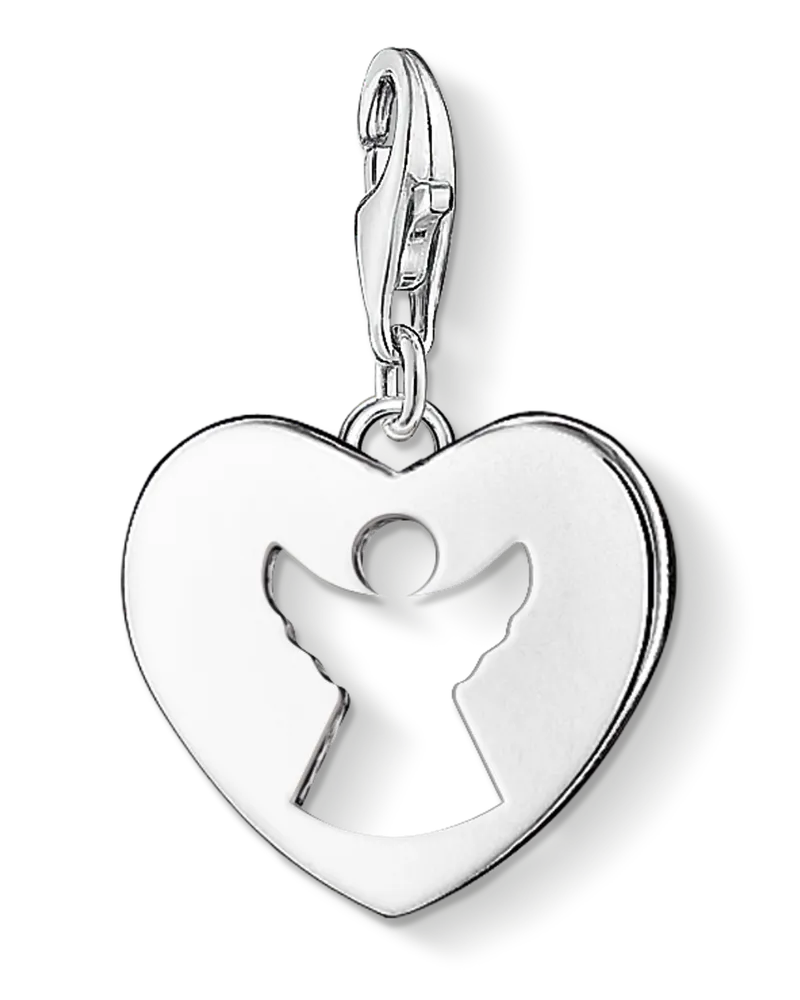 Thomas Sabo Damen Charm-Anhänger Schutzengel-Herz, Sterlingsilber, Charm Club Collection Silberfarben
