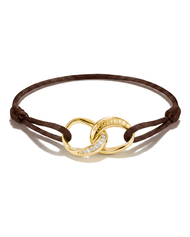 Thomas Sabo Damen Textilarmband Together braun mit weißem Zirkonia, M03 Braun